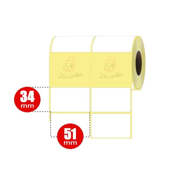 لیبل کاغذی 51*34 سفید رول 3000 عددی